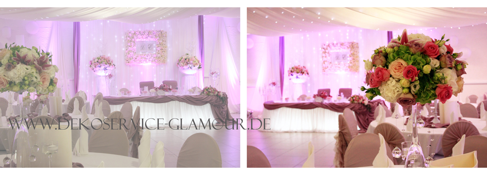 Altrosa Hochzeitdekoration